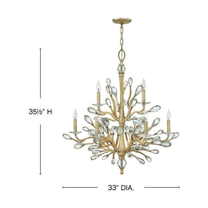 Eve 33" Nine Lights Medium Two Tier Chandelier, Champagne Gold