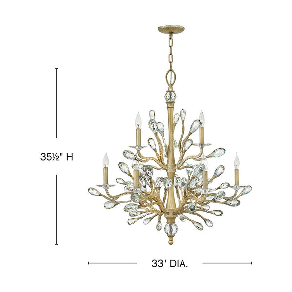 Eve 33" Nine Lights Medium Two Tier Chandelier, Champagne Gold