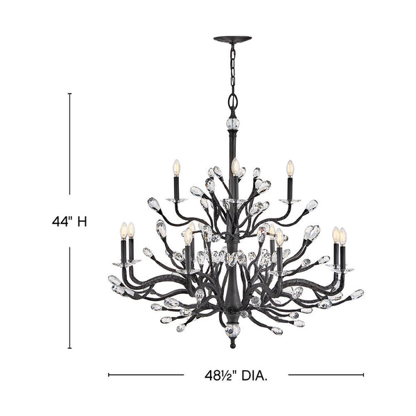 Eve 48" Twelve Lights Large Two Tier, Brushed Graphite