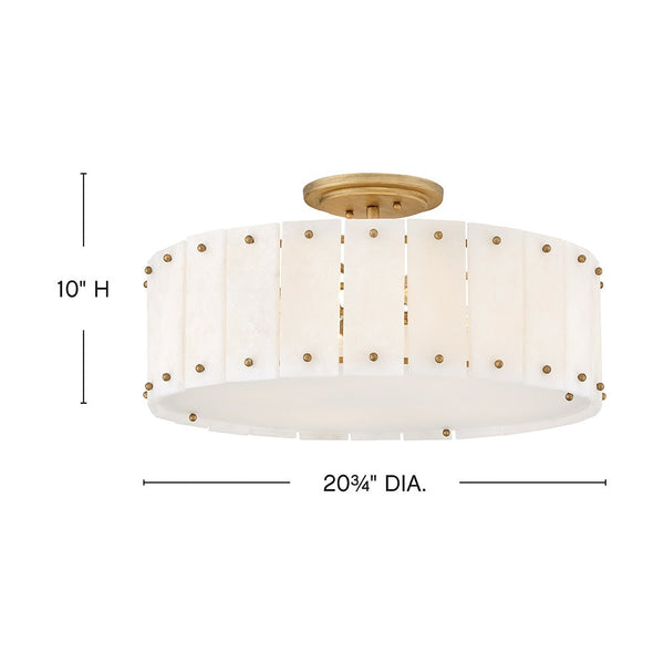 Simone 21" Four Lights Medium Semi-Flush Mount, Burnished Gold