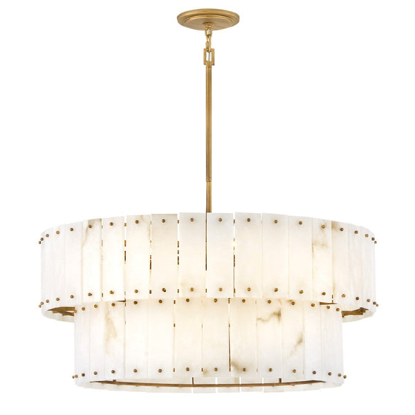 Simone 34" Eight Lights Medium Drum Chandelier, Burnished Gold