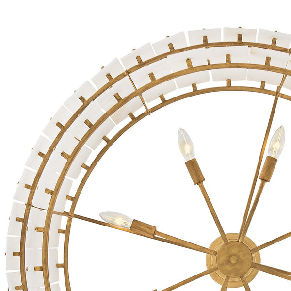 Simone 34" Eight Lights Medium Drum Chandelier, Burnished Gold