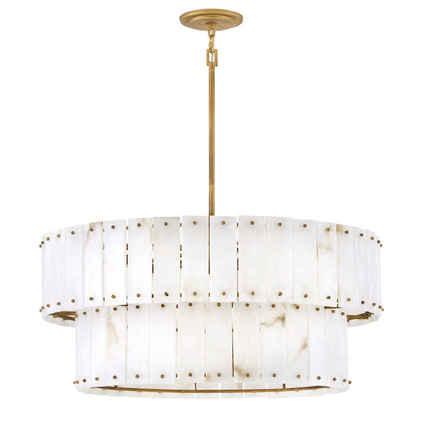Simone 34" Eight Lights Medium Drum Chandelier, Burnished Gold