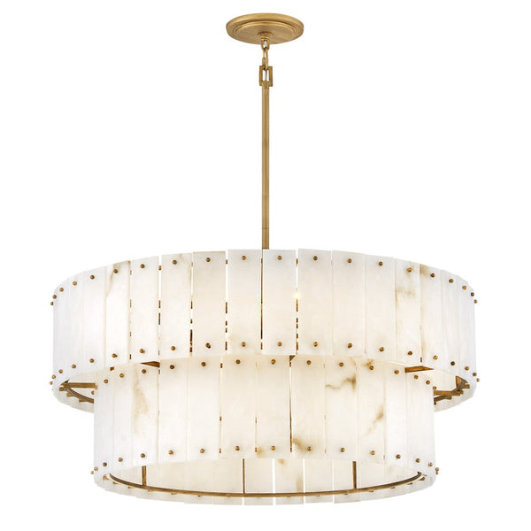 Simone 34" Eight Lights Medium Drum Chandelier, Burnished Gold