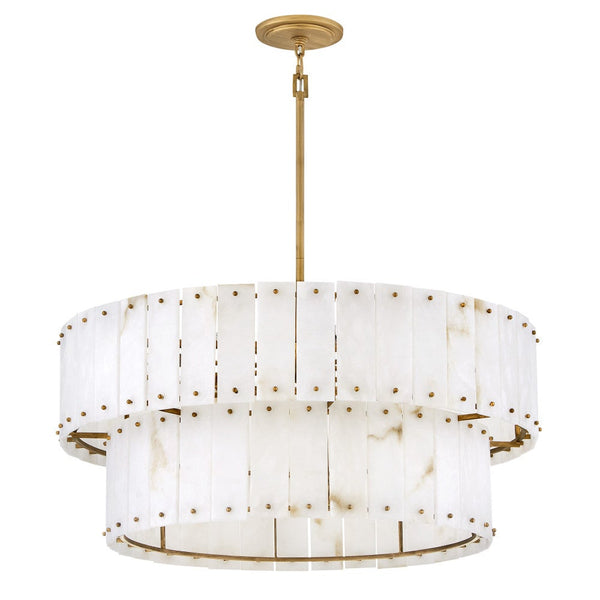 Simone 34" Eight Lights Medium Drum Chandelier, Burnished Gold