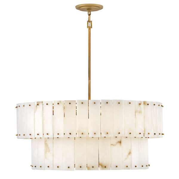 Simone 34" Eight Lights Medium Drum Chandelier, Burnished Gold
