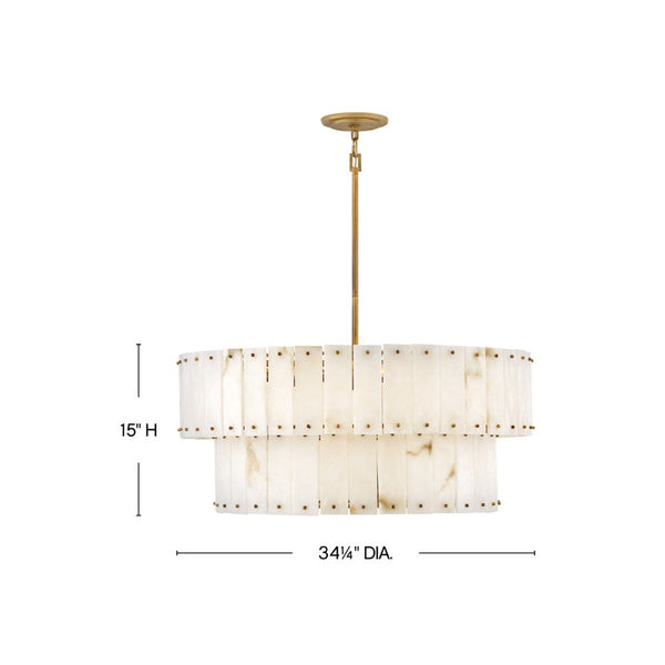 Simone 34" Eight Lights Medium Drum Chandelier, Burnished Gold