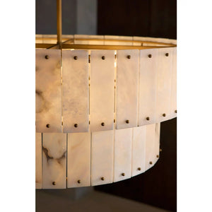 Simone 34" Eight Lights Medium Drum Chandelier, Burnished Gold