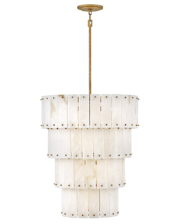 Simone 24" Nine Lights Medium Multi Tier Chandelier, Burnished Gold