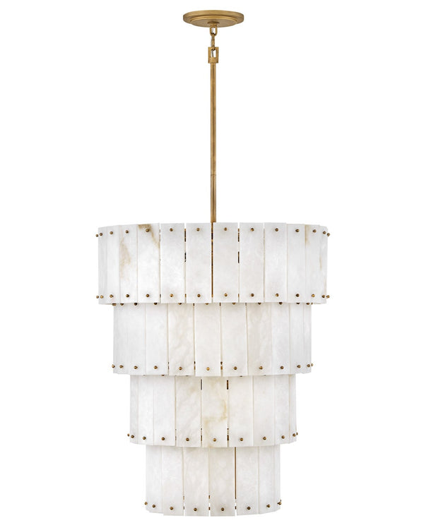 Simone 24" Nine Lights Medium Multi Tier Chandelier, Burnished Gold