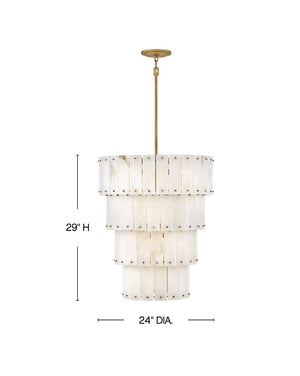 Simone 24" Nine Lights Medium Multi Tier Chandelier, Burnished Gold