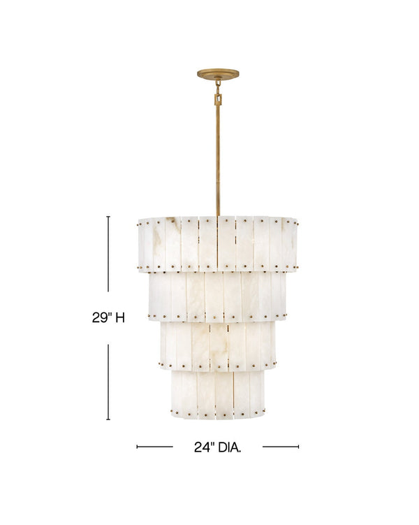Simone 24" Nine Lights Medium Multi Tier Chandelier, Burnished Gold