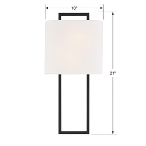 Carey 10" Two Lights Sconce, Black Forged