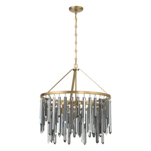 Estella 24" Seven Light Chandelier, Modern Gold