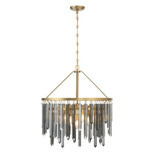 Estella 24" Seven Light Chandelier, Modern Gold