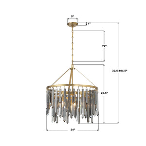 Estella 24" Seven Light Chandelier, Modern Gold