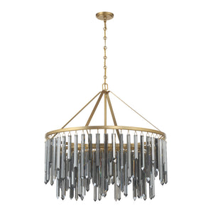 Estella 32" Nine Light Chandelier, Modern Gold