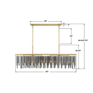 Estella 52" Six Light Chandelier, Modern Gold
