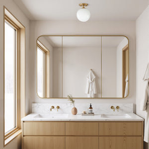 Fenorae 7" One Light Semi Flush, Aged Brass