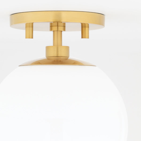 Fenorae 7" One Light Semi Flush, Aged Brass