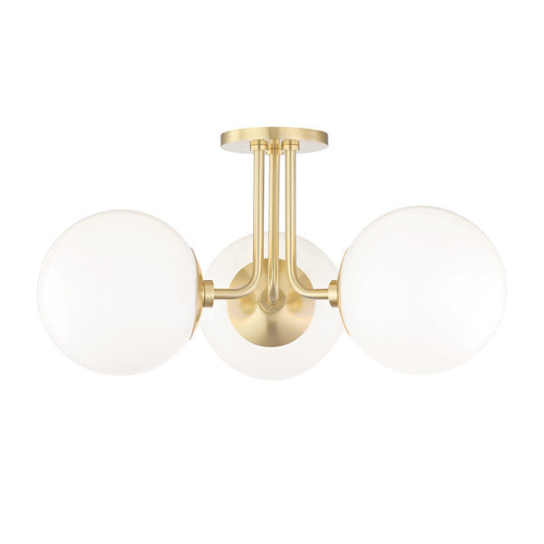 Fenorae 18" Three Lights Semi Flush, Aged Brass