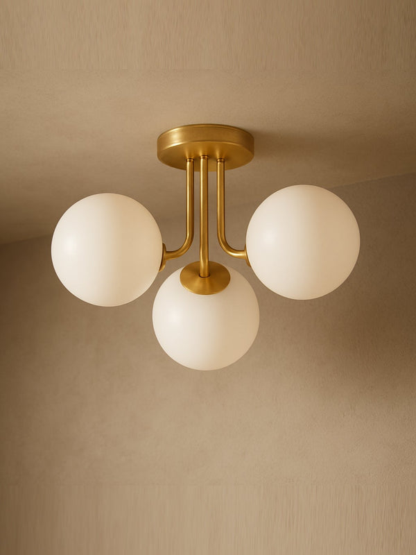 Fenorae 18" Three Lights Semi Flush, Aged Brass