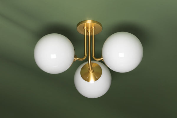 Fenorae 18" Three Lights Semi Flush, Aged Brass