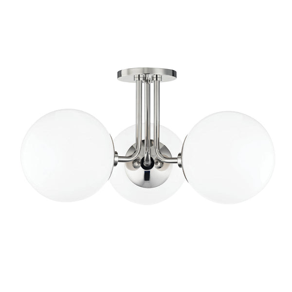 Fenorae 18" Three Lights Semi Flush, Polished Nickel