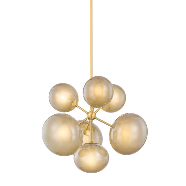 Valiel 28" Seven Lights Chandelier, Aged Brass