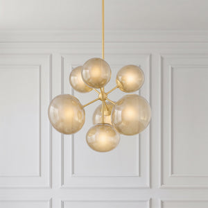 Valiel 28" Seven Lights Chandelier, Aged Brass
