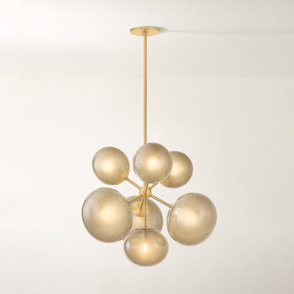 Valiel 28" Seven Lights Chandelier, Aged Brass