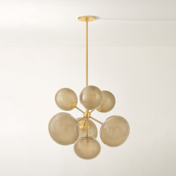 Valiel 28" Seven Lights Chandelier, Aged Brass