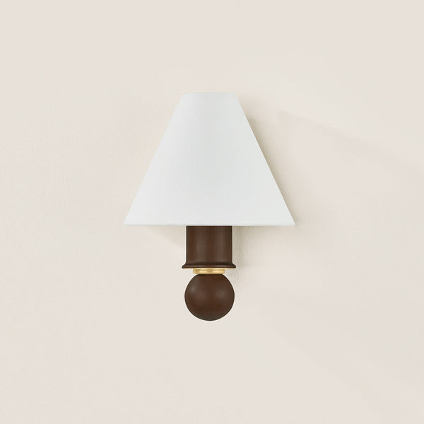 Rynellea 8" One Light Wall Sconce, Aged Brass