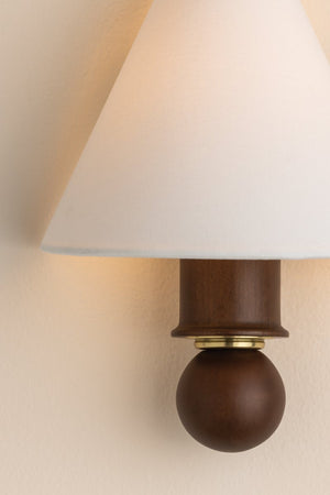 Rynellea 8" One Light Wall Sconce, Aged Brass