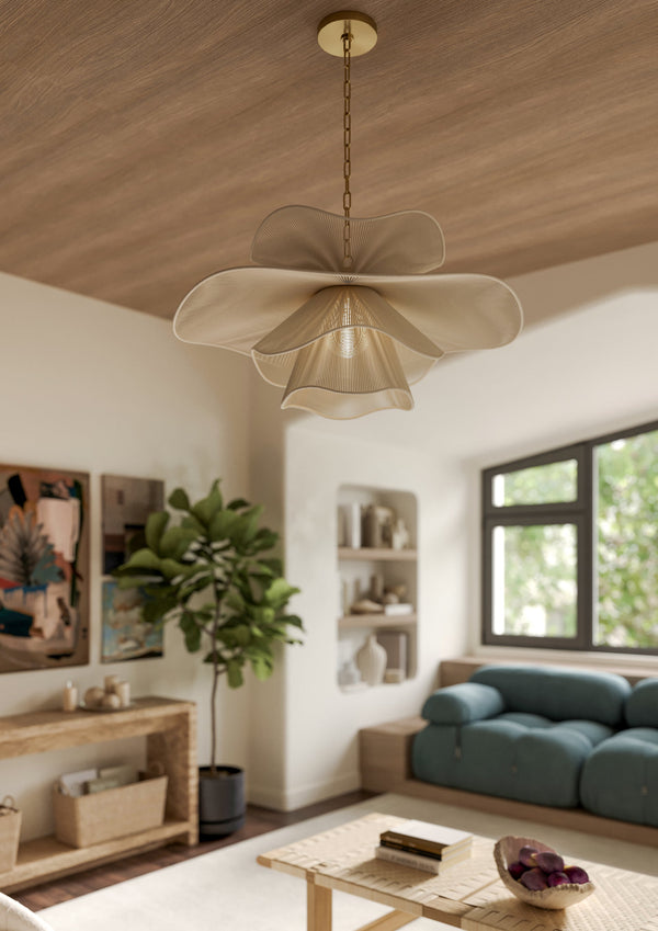 Amaris 34" One Light Chandelier, Aged Brass