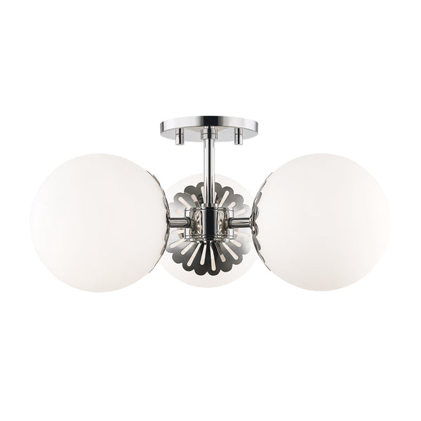 Fenis 16" Three Lights Semi Flush, Polished Nickel