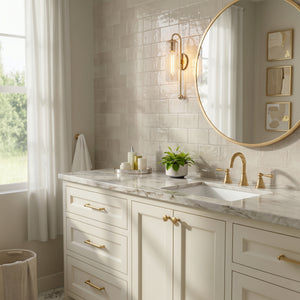 Avenael 5" One Light Wall Sconce, Aged Brass