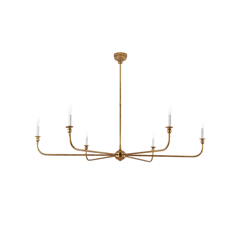 Lumis 60" Six Lights Chandelier, Antique Gold Leaf