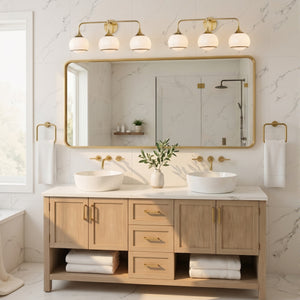 Noraine 27" Three Lights Bath and Vanity, Aged Brass