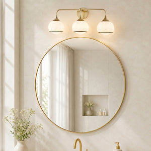 Noraine 27" Three Lights Bath and Vanity, Aged Brass