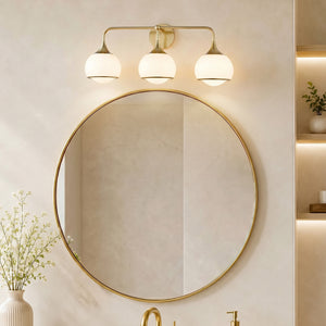 Noraine 27" Three Lights Bath and Vanity, Aged Brass