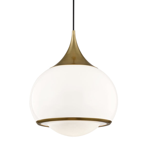Noraine 14" One Light Pendant, Aged Brass