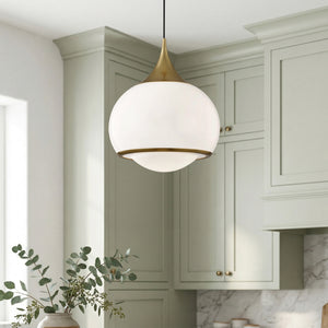 Noraine 14" One Light Pendant, Aged Brass