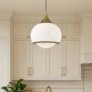 Noraine 14" One Light Pendant, Aged Brass