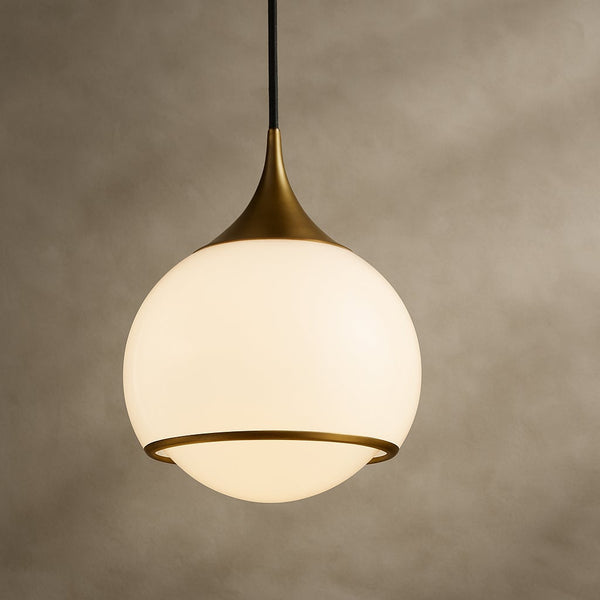 Noraine 14" One Light Pendant, Aged Brass