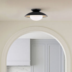 Caelis 14" One Light Semi Flush, Black Lustro / Gold Leaf Combo
