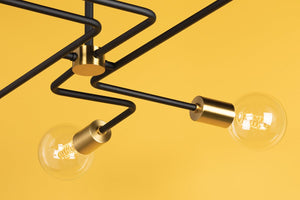 Aurael 40" Six Lights Semi Flush, Aged Brass / Textured Black Combo
