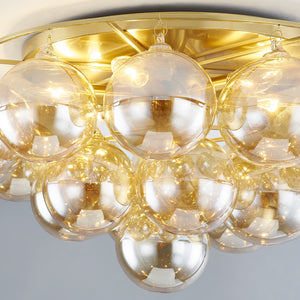 Mirox 22" Six Light Flush Mount, Aged Brass