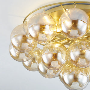 Mirox 22" Six Light Flush Mount, Aged Brass