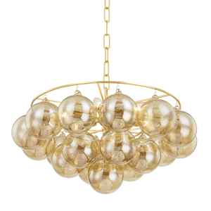 Mirox 22" Six Light Chandelier, Aged Brass